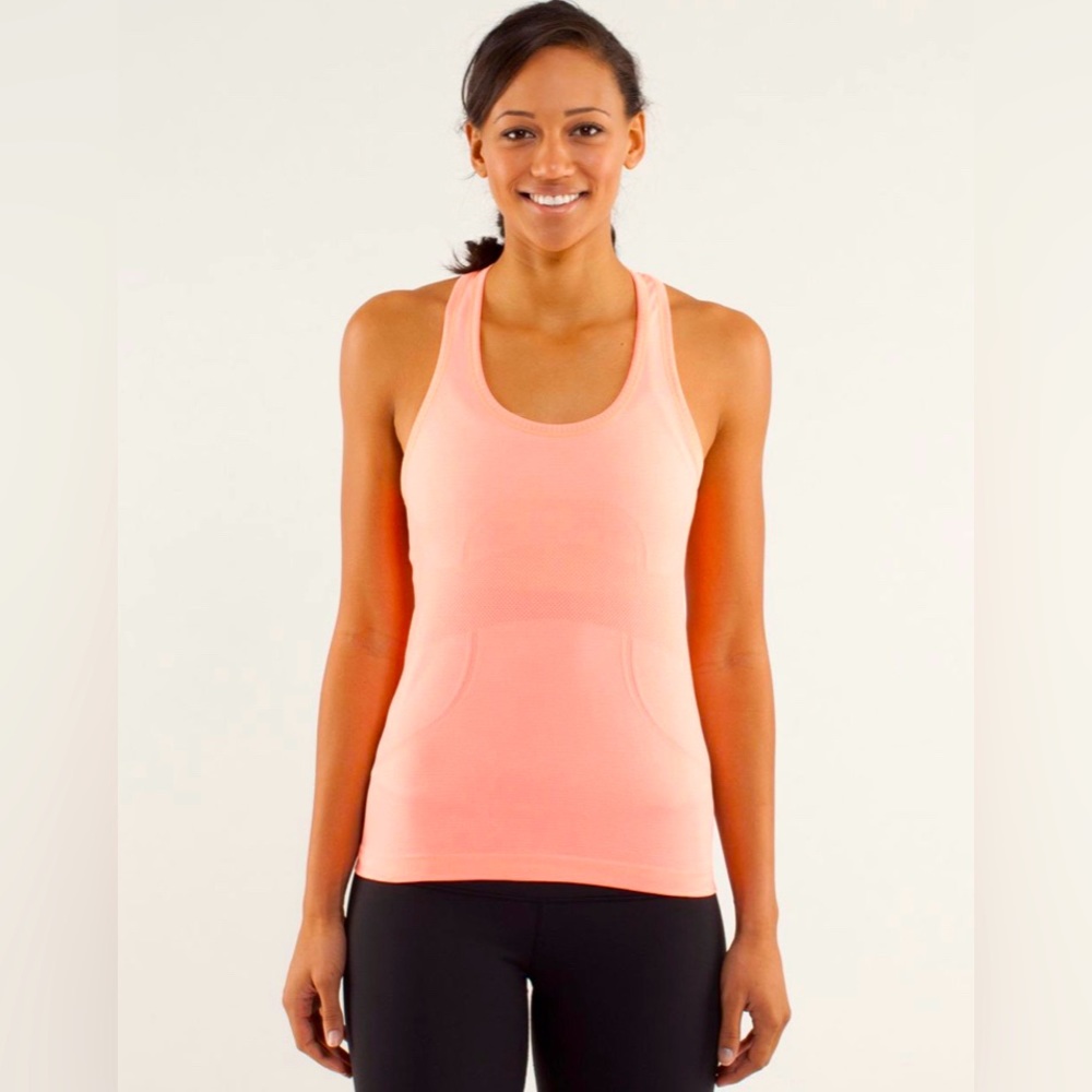 Lululemon Run Swiftly Racerback Tank - Color is Pop Orange - Size 6 - EUC